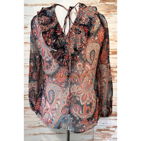 Banana Republic x Oliva Palermo Womens Sheer Paisley Blouse-XS - Picture 2 of 10
